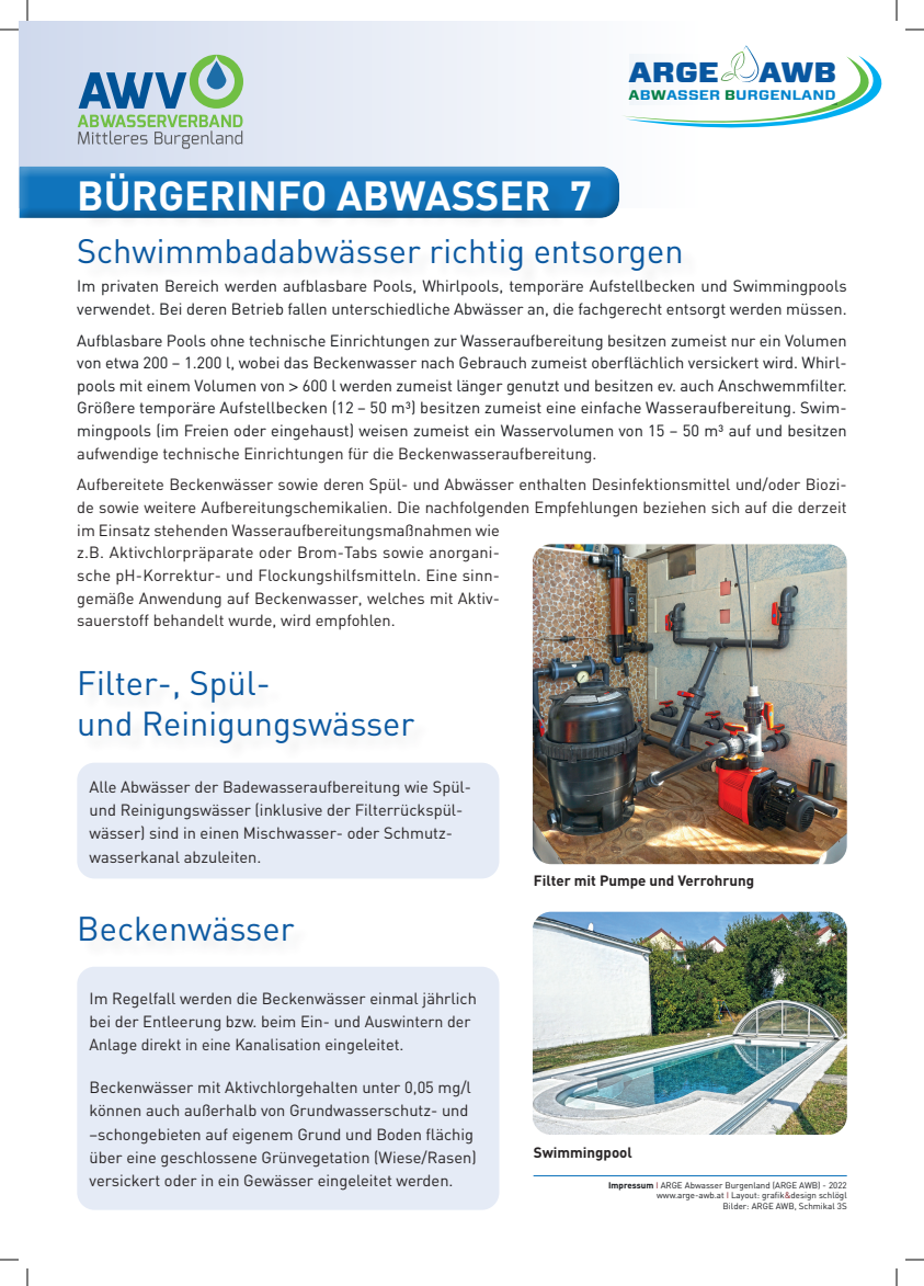 Schwimmbadabwässer richtig entsorgen